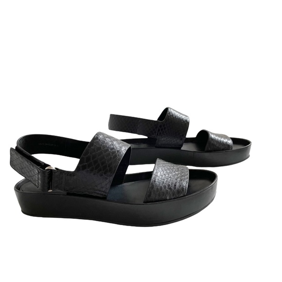 Vince Black Marett Leather Snake Effect Platform Sandal 5.5 - Picture 1 of 9